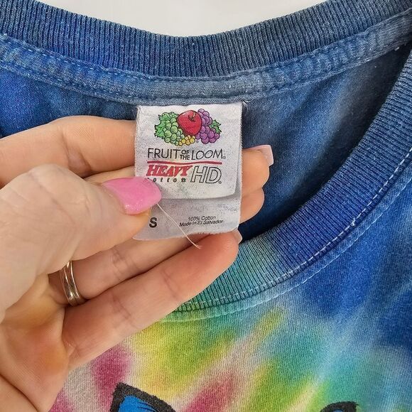 Tie dye cat tshirt hippie small fruit of the loom heavy trippy tee - Picture 3 of 3